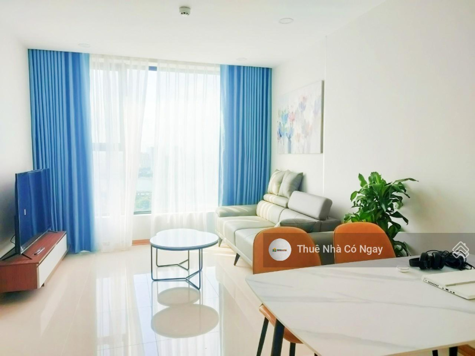 Modern 1-Bedroom Apartment with Blue Accents