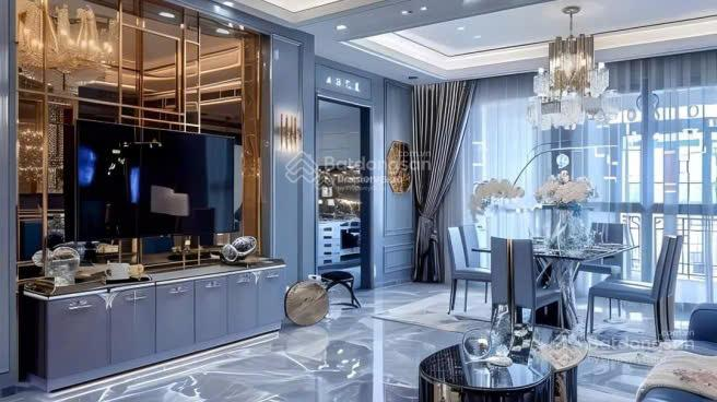 Luxurious Blue-Themed Emerald Apartment with Designer Interior