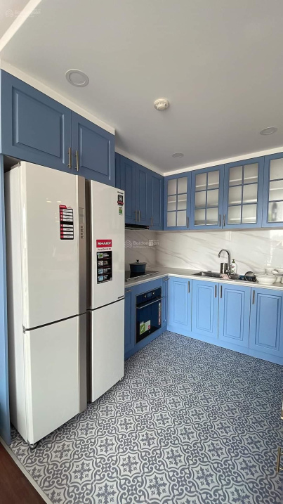 Modern Blue Kitchen Apartment with Stylish Bedroom