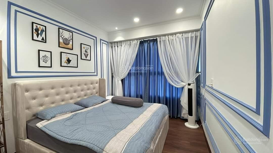 Modern Blue Kitchen Apartment with Stylish Bedroom