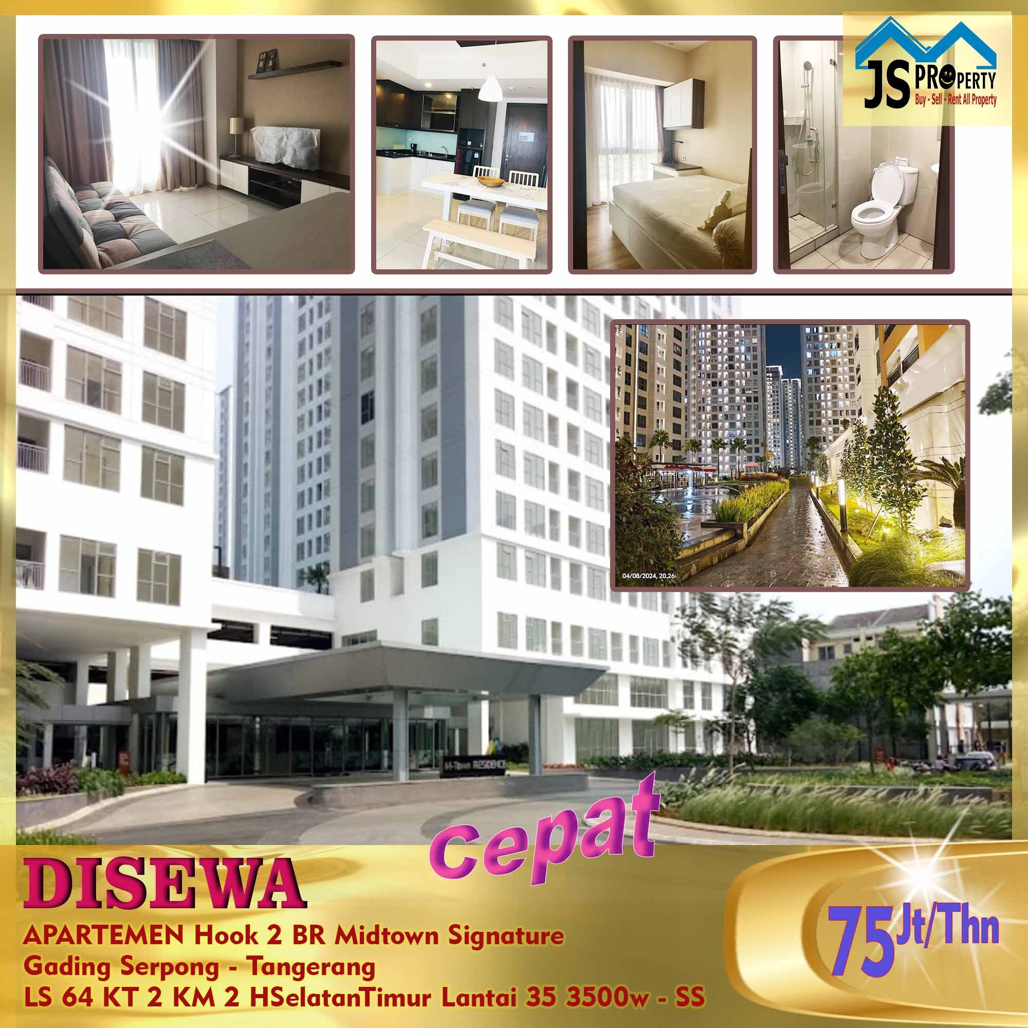 Furnished 2BR Hook Apartment Near Summarecon Mall