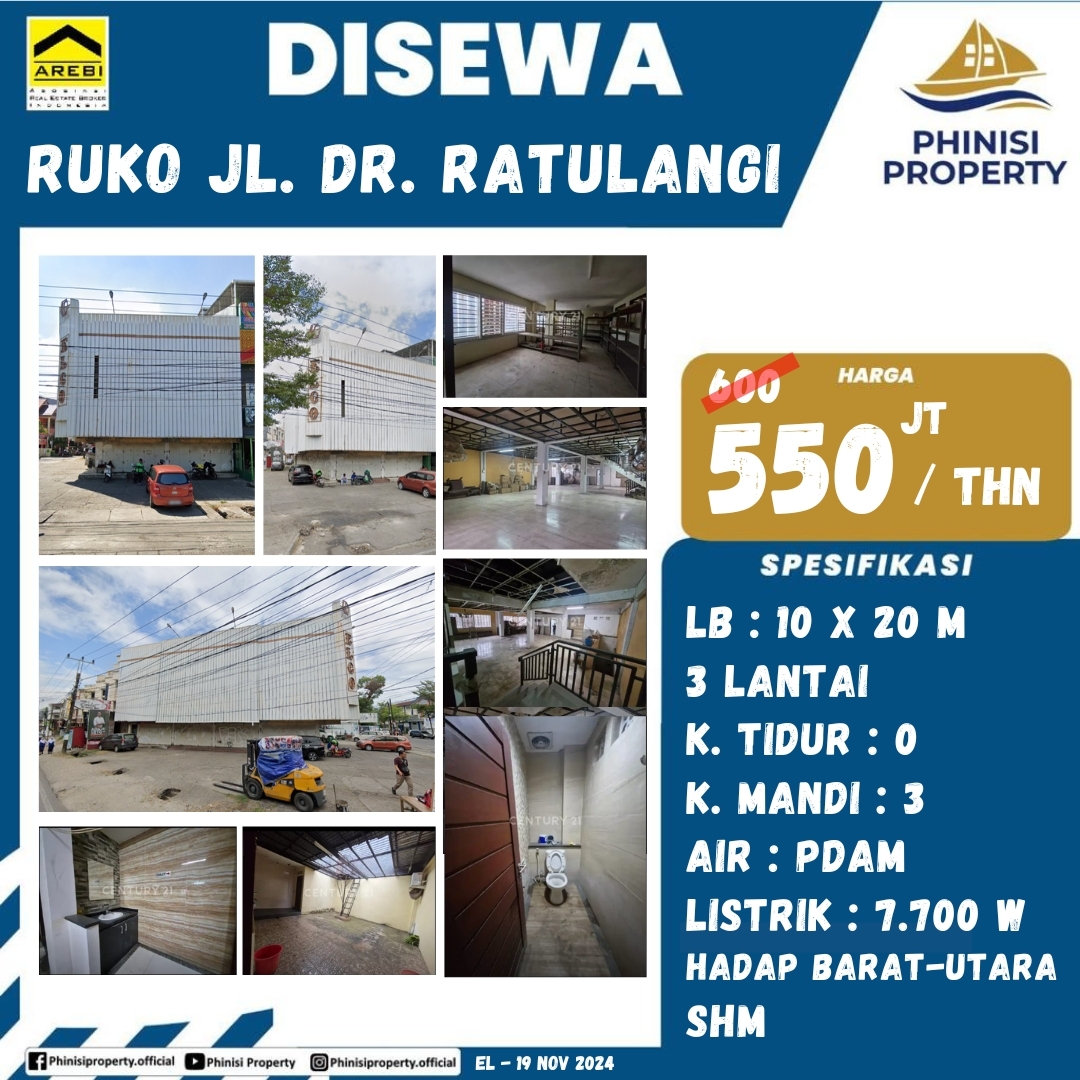 Ruko for Rent on Dr. Ratulangi Street, Makassar