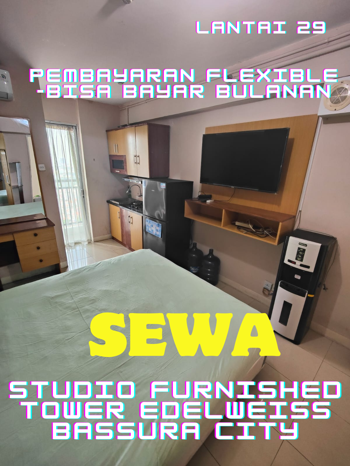 Studio Apartment in Bassura City Tower Edelweis, Monthly Rental