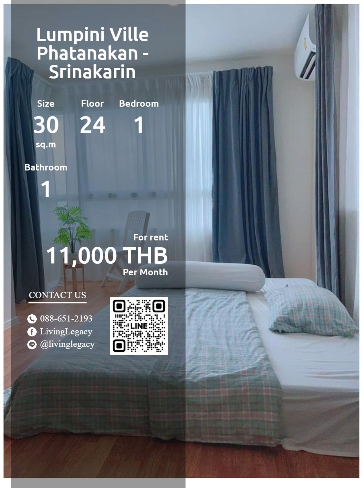 Lumpini Ville Phatanakan - Srinakarin Condo, 30 sq.m., 24th Floor