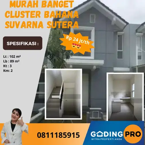 2-Story House in Cluster Bahana Suvarna Sutera - Ready to Move In
