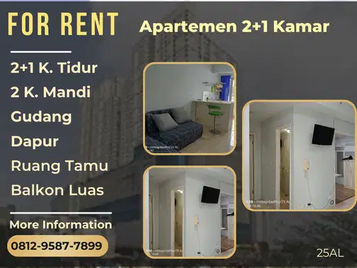 Seasons City, Jakarta Barat-тегі заманауи 2+1 бөлмелі пәтер