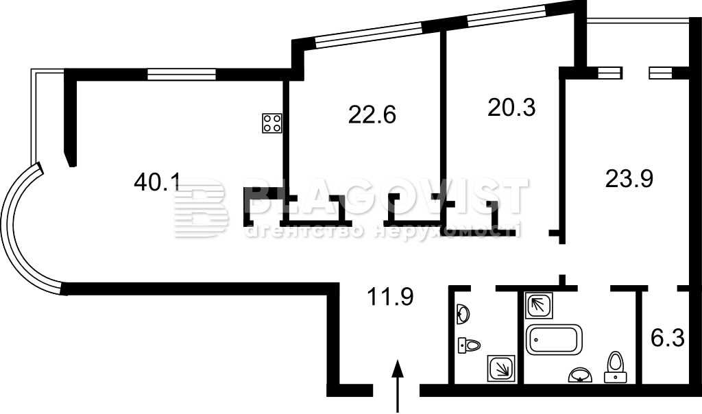 Stylish 3-Bedroom Apartment with Designer Renovation near Vydubychi Metro