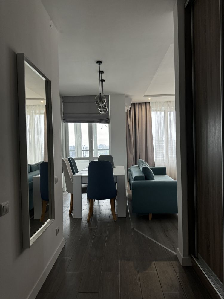 One-bedroom studio apartment with separate sleeping area