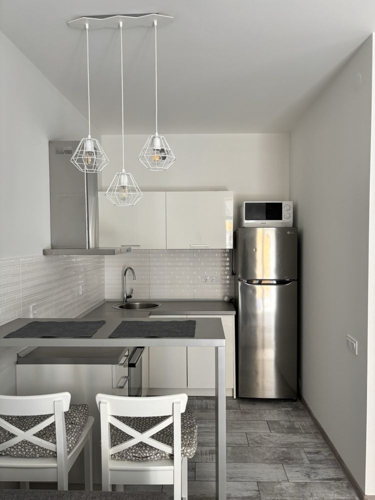One-bedroom apartment with separate bedroom and spacious kitchen-studio