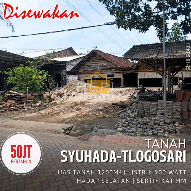 Large 1200m² Land Plot for Rent in Tlogosari