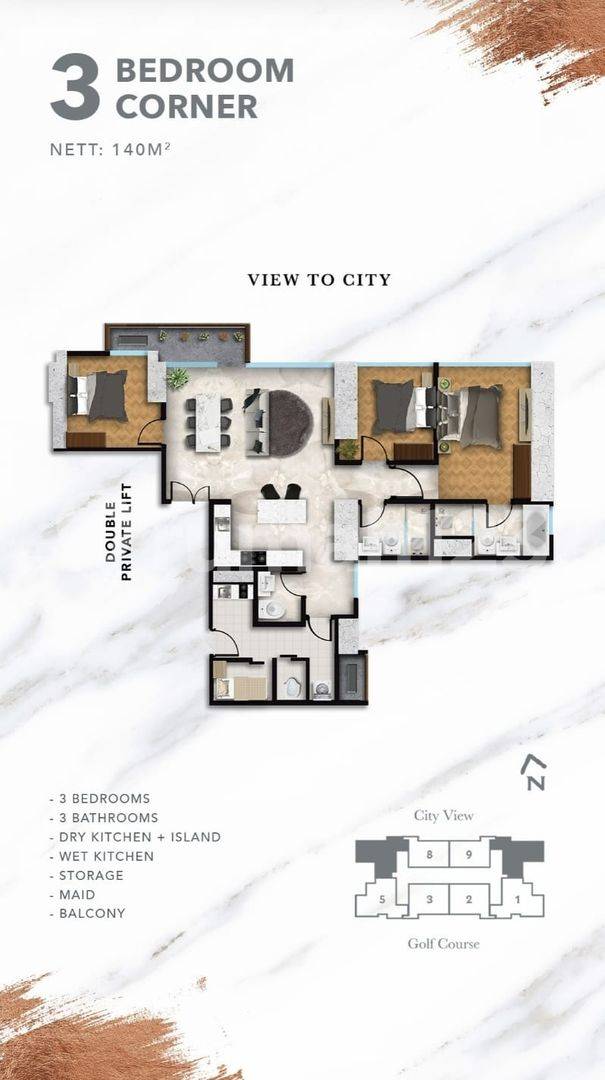 3 Bedroom Corner Apartment in Hillcrest House, Lippo Karawaci