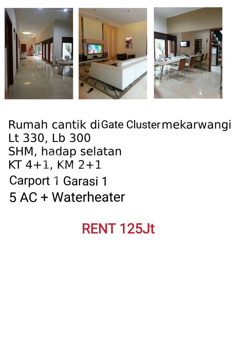 Rumah cantik diGate Cluster mekarwangi - Spacious Rental Property