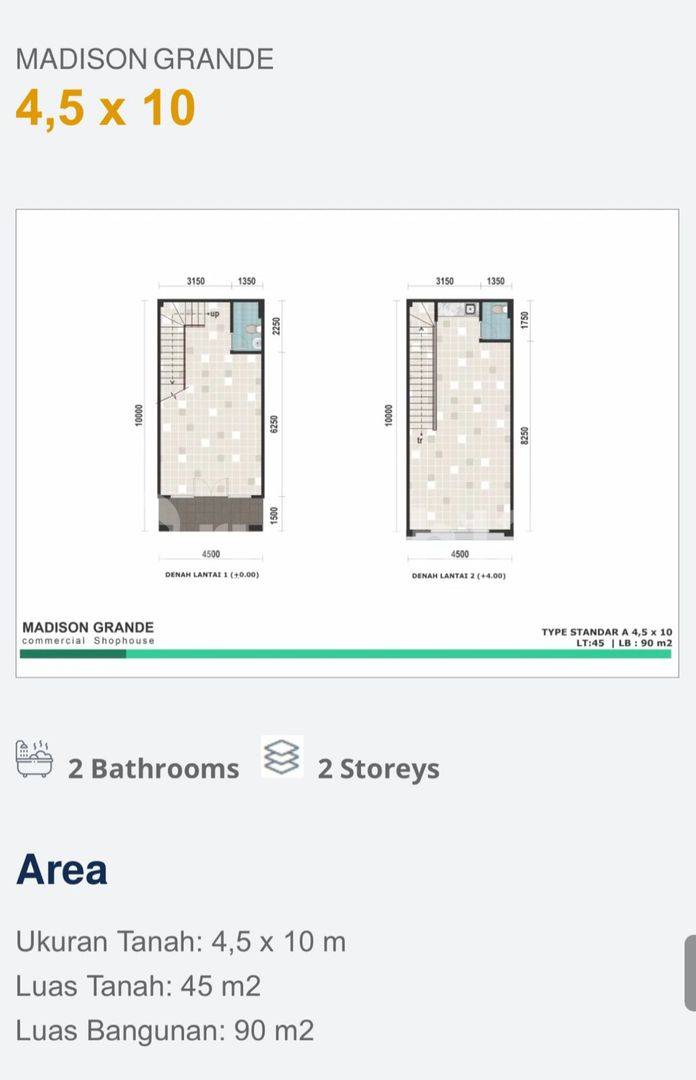 Madison Grande 2-Storey Townhouse with 2 Bathrooms