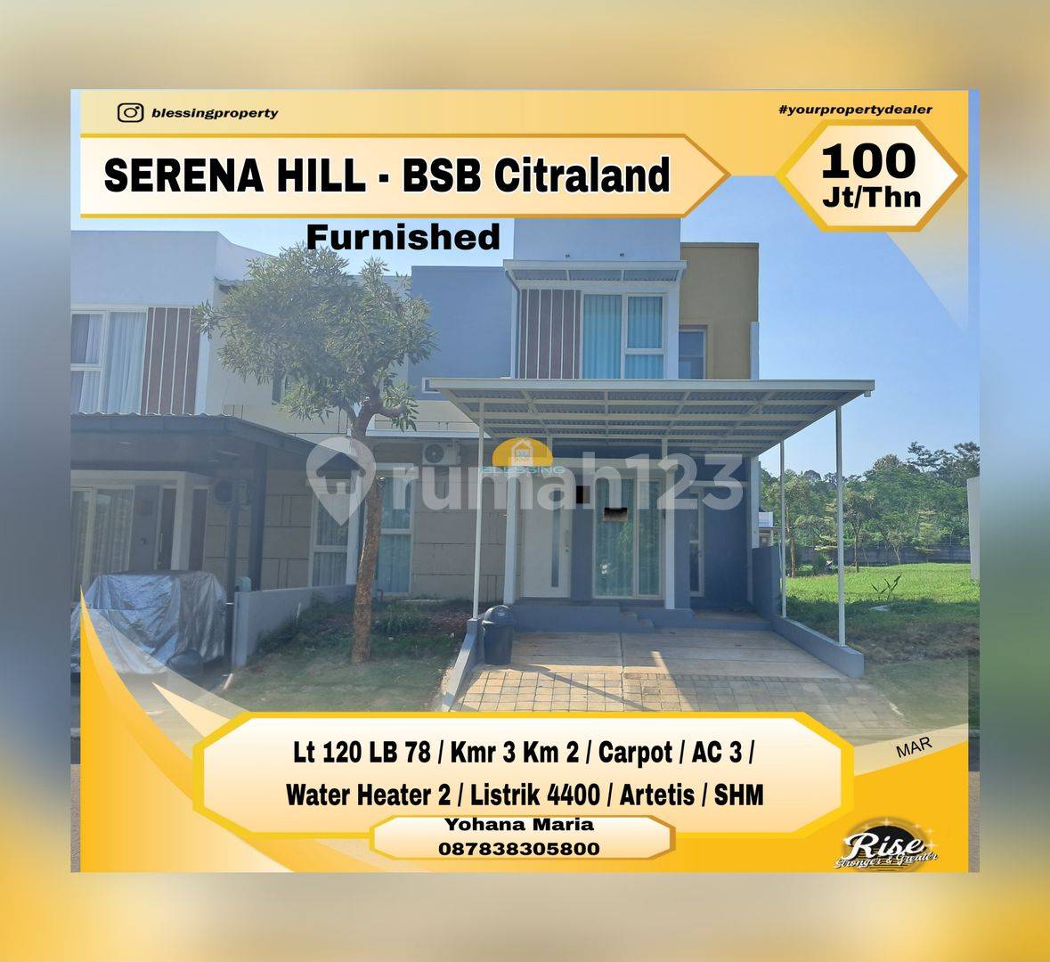 Serena Hill - BSB Citraland Жабдықталған 2 қабатты үй